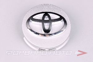 Колпачок ступицы для литых дисков Toyota, D60/62мм, Silver+3D хром лого, <> TY-06