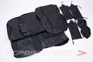 Чехлы на сиденья, универсальные (11предм.5подгол.) с поролоном, экокожа/жаккард "ATOM JACQUARD" CARFASHION 10938