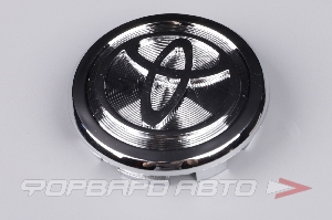 Колпачок ступицы для литых дисков Toyota, D52/59мм, h5-6.5мм, Хром рифлёный+ободок <> TY-03