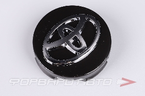 Колпачок ступицы для литых дисков Toyota, D60/62мм, h=6.5-13.5 Black+3D хром лого <> TY-07