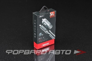 Устройство зарядное в прикуриватель 1 USB 3,4A с витым кабелем1,5м, 2 разъема Micro USB+ Lightning (iPhone 5,6,7) REMAX RCC103