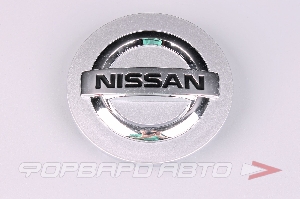 Колпачок ступицы для литых дисков Nissan, D77/85мм, Grey+3D хром лого <> NS-09