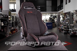 Сиденье спортивное - регулируемое "полуковш" + салазки, RECARO STYLE, черная алькантара <> DJL-SPD