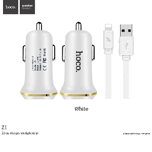Устройство зарядное в прикуриватель 2,1 1 USB+кабель Apple 1м HOCO Z1