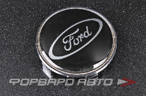 Колпачок ступицы для литых дисков Ford, D65/68мм, Black/silver+ хром ободок Китай Ford, 65/69.2-68