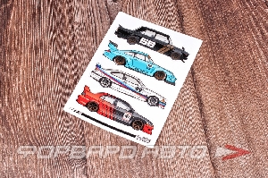 Стикерсет №7 (для автомобиля ВАЗ 2107, Porsche 911, BMW e36, Mitsubishi EVO) CIAY 007