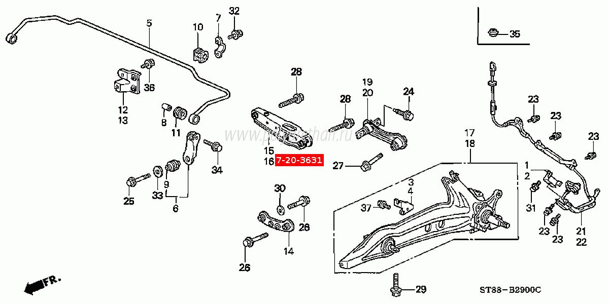 Задняя подвеска хонда срв 2 поколения схема