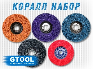Круги шлифовальные из вспененного абразива d=125  (22 мм) "Коралл набор" GTOOL 11545 (5шт набор)