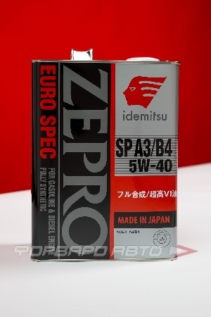Масло моторное 5W40 4л, ZEPRO EURO SPEC FS A3/B4 SP  (С) IDEMITSU 30006041-004