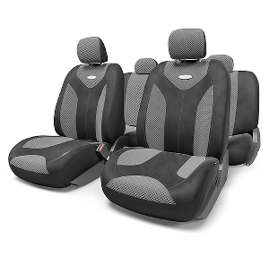 Накидки на сиденье универсальные (11предметов) форм. велюр, карман, 3 молнии, чёрн./т.серый, разм.S MATRIX 