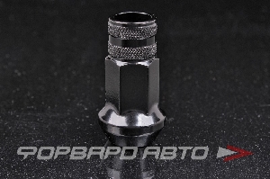 Гайка колеса 12*1,5*47 конус с выступом, открытая, ключ на 17, сталь, черная ВЕКТОР 300945 BA