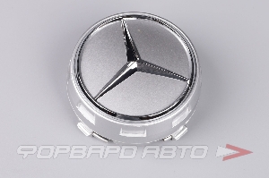 Колпачок ступицы для литых дисков Mercedes, D71/75мм, h32 Silver/хром лого <> MB-16