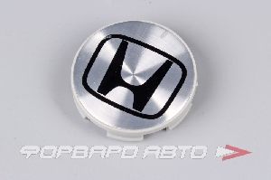 Колпачок ступицы для литых дисков Honda, D56/58мм, h9.2-14 Silver/black лого <> HD-02