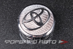 Колпачок ступицы для литых дисков Toyota, D52/57мм, h5-6.5мм, Silver сетка+3D хром лого+ ободок <> TY-01