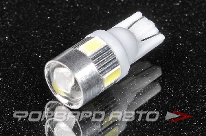 Лампа светодиодная 12V T10 6SMD с линзой Китай 