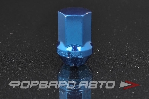 Гайка колеса 12*1,5*35 конус с выступом, головка на 19, сталь, синяя ВЕКТОР 801445 BU-Cr