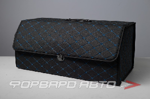 Органайзер в багажник экокожа черный 66х32х30см синяя строчка  