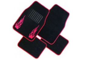 Коврики универсальные ворсовые (4шт) черно-красные ISKY 19583