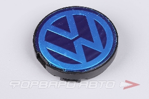 Колпачок ступицы для литых дисков Volkswagen, D52/55мм, h2.5-6мм, Black/silver <> VW-01