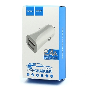 Устройство зарядное в прикуриватель 2 USB, 2,4 A с кабелем USB - iPhone 5/6/7 USB, 1м HOCO Z12