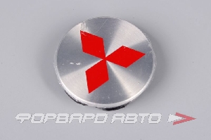 Колпачок ступицы для литых дисков MMC, D53/58мм h4-9,5мм, Silver/red лого <> MS-02
