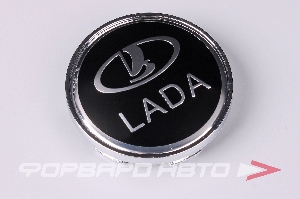 Колпачок ступицы для литых дисков LADA, D59/64,5мм, Black/silver+хром ободок NOVA-PRO LADA, 60/65