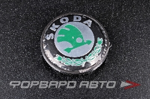 Колпачок ступицы для литых дисков Skoda, D56/66мм, Black/Green <> Skoda, 56/59-66