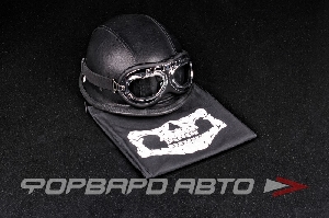Шлем открытый + очки, размер L (590-600мм), черный <> 