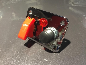 Панель управления хром, тумблер 2 положения с защитной крышкой, кнопка запуск двигателя, 30А, 12V GRAYSTON GE336