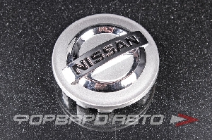 Колпачок ступицы для литых дисков Nissan, D52/54мм, Silver+3D хром лого, <> NS-01