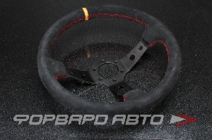 Руль 330мм. (замша) черный / красная нить MOMO STYLE 13013