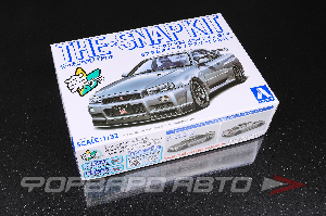 Сборная модель Nissan Skyline GT-R -R34 Custom Wheel (Athlete Silver) 1/32 AOSHIMA 06633