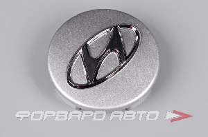 Колпачок ступицы для литых дисков Hyundai, D58/61мм, Silver+3D хром лого <> HY-02