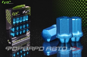 Гайки колесные 12*1,50*35 конус, 16 шт. и 4 секретки, алюминий, голубые TPI TPI-XR11