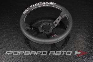 Руль 330мм черная кожа + белая нить, 90 мм вылет VERTEX SW023189-93