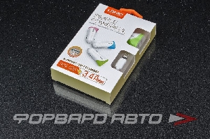 Устройство зарядное в прикуриватель 2 USB 3,4 A (кабель 5 iPhone) LDNIO C332