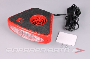 Тепловентилятор автомобильный 12V 150Вт  в прикуриватель с фонарем черно-красный SKYWAY S02501003