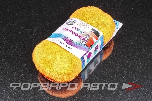 Губка для мытья автомобиля из микрофибры с сеткой скрапер (24*12*5см) KS-AUTO 