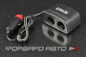 Разветвитель прикуривателя на 2 гнезда Socket 2 way blk AUTOVIRAZH AV-4202
