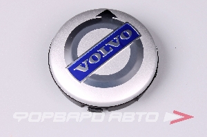Колпачок ступицы для литых дисков Volvo, D62/64мм, h5мм-10мм Silver/dark blue <> VL-03