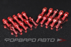 Болт колеса 12*1,25*28 конус, ключ 19, красный, блистер, КОМПЛЕКТ 20шт Save Car B001_12x1.25_Red
