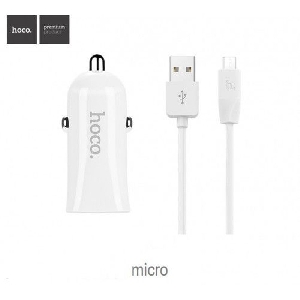 Устройство зарядное в прикуриватель 2 USB, 2,4 A с кабелем USB - micro USB, 1м HOCO Z12