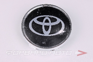 Колпачок ступицы для литых дисков Toyota, D59/65мм, Black/silver+хром ободок NOVA-PRO 60/65