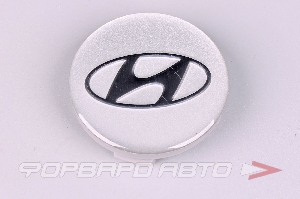 Колпачок ступицы для литых дисков Hyundai, D56/59мм, h- 4-10мм Silver стекло <> HY-06