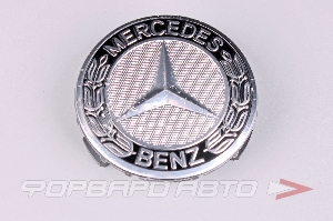 Колпачок ступицы для литых дисков Mercedes, D71/75мм, Silver/Black <> MB-05