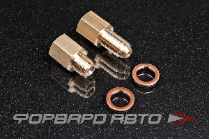 Фитинг переходник M10*1,0 (вход) - M10*1,0 (выход) для ручника гидравлического с цилиндром Daewoo под торм.трубку ВАЗ M10*1,25 мм, комплект, латунь ФОРВАРД АВТО 