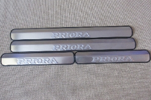 Накладки на пороги нержав. сталь Приора (4шт.)  