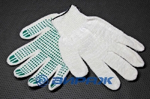 Перчатки х/б с ПВХ точка 5нитей класс 10 <> 
