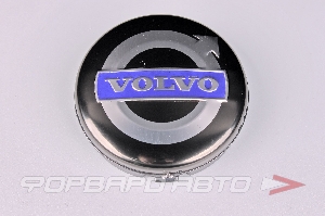 Колпачок ступицы для литых дисков Volvo, D62/64мм, Black/silver/blue Китай VL-01B