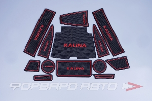 Коврики панели для автомобиля ВАЗ 2192  Калина-2 СПОРТ (черно/красный к-т.) ПЛАСТИК 